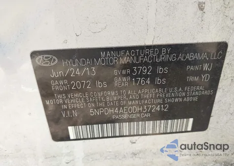 2013 Hyundai Elantra Gls из США, поврежденный, VIN 5NPDH4AE0DH372412